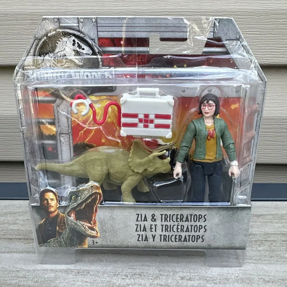Jurassic World Fallen Kingdom Zia & Triceratops Mattel 2018 - NEW Damaged Box